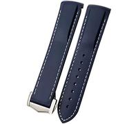 JDIME Curved End Rubber Watchband Fit For Omega Seamaster Speedmaster Diver 300M Aqua Terra 150 Planet Ocean Silicone Soft Waterproof(Blue,20mm)