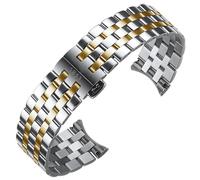 JDIME Precision Steel Watch Band Chain for Tissot T122 Carson Zhenme 1853 Men's T122410a T122407A T122207A Wrist Strap 20mm(Intermediate gold)