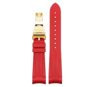 JDIME Rubber Watchband For Tudor Black Bay GMT Watch Strap Curved End Folding Buckle Black Blue Red 22mm Wrist Band