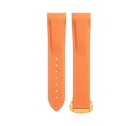 JDIME Soft Flexible Rubber Watchband For Omega Speedmaster Moonwatch Seamaster 300 AT150 PLANET OCEAN 600 Wristband 20/21/22mm Gold round buckle(Orange White,22mm)