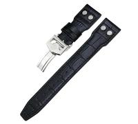 JDIME Thick Real Leather Calfskin Watchband 21mm 22mm For IWC Big PILOT Spitfire IW5009 IW3777 Rivets Cowhide Watch Strap(Black black Bamboo1,21mm)