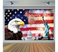 Jditngp American Flag Patriotic Soldier Backdrop Banner 71x45inch Veterans Day Backdrop Decor National Flag Day Holiday Independence Day Statue of Liberty Eagle US Flag Juneteenth Party Supplies