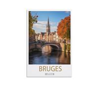Jdjdu Bruges Belgium Vintage Travel Posters Gift Wall Decor Painting Poster Canvas Art Poster