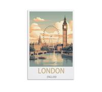 Jdjdu London England Vintage Travel Poster Gift Wall Decor Painting Poster Canvas Art Poster