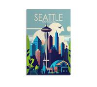 Jdjdu Vintage Travel Poster Seattle Gift Wall Decor Painting Poster Canvas Art Poster