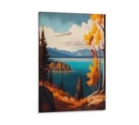 Jdjdu Vintage Travel Posters Montana Flathead Lake Gift Wall Decor Painting Poster Canvas Art Poster