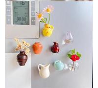 JDJXYNSRT 8PCS Mini Ceramic Vase Magnets for Fridge, Mini Bud Vases in Pastel/Bright Colors, Modern, Minimalist Floral Design, Smooth Finish, Adorable Decor for Kitchen, Office