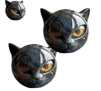 JDKJAG 1/2/3pcs Black Cats Stone Sculpture, Lifelike Elegant Cats Sculpture DéCor, 8cm Unique Design Black Cat Gifts, Cute Blacks Catss Decoration for Cat Lovers (2pc)