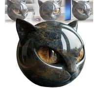 JDKJAG 1/2/3pcs Black Cats Stone Sculpture, Lifelike Elegant Cats Sculpture DéCor, 8cm Unique Design Black Cat Gifts, Cute Blacks Catss Decoration for Cat Lovers (1pc)