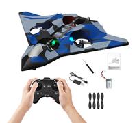 JDKJAG 2.4GHz Remote Control Foam Airplane Toy with LED Lights, 360° Stunt Flights, EPP Crash-Resistant RC Plane for Kids 8-12 & Adults,Aeroplane Toys - 100m Range (Blue)