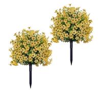 JDKJAG 2PCS Artificial Violet Flower Topiary Tree with Ground Spike - 60cm Realistic Plastic Garden Decor, Indoor/Outdoor Artificial Plant for Home/Garden/Patio, Low-Maintenance Festive Gift (Yellow)