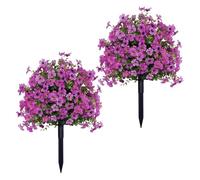 JDKJAG 2PCS Artificial Violet Flower Topiary Tree with Ground Spike - 60cm Realistic Plastic Garden Decor, Indoor/Outdoor Artificial Plant for Home/Garden/Patio, Low-Maintenance Festive Gift (Purple)