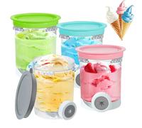 JDKJAG 4pcs Ice Cream Containers for Ninja Nc700 Nc701, Dishwasher Safe, Concave and Convex Textured Surface for Easy Grip, Durable Material Withstand Temperature 22°F-302°F
