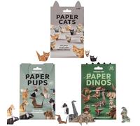JDKJAG 50pcs 3D Origami Kit, DIY Paper Cats Origami Kit, Creative Origami Animal Kit, Fold Your Own Paper Cats, Origami Animal Shaped Decoration Kit, Origami Set for Adults Kids (cat+Dog+Dino)