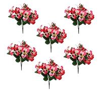 JDKJAG 6 Bundles Artificial Flowers, 25 * 7cm Artificial Plants Outdoor, Artificial Flowers Outdoor, Fake Flowers, Silk Flowers, Faux Plants for Home Window Garden Porch Wedding Decor (pink*6)