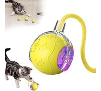 JDKJAG Interactive Dog Cat Ball Toy with Moving Tail, 360° Auto-Rolling Chase Buddy with 4 Modes (Fast/Slow), USB Rechargeable & Bite-Resistant PC-Silicone, for Indoor Dogs and Cats (Yellow)