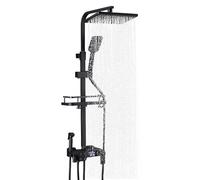 JDKJAG Shower Kit Set, Stainless Steel Shower System, Thermostatic Shower Mixer with Led Temperature Display Screen, Three Shower Modes for Families, Hotels,Elderly and Children (Black Constant)