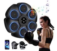 JDKJAG Smart Bluetooth Music Boxing Machine, Musical Boxing Machine, Wall Mounted Punching Machine, 9 Speed Mode, RGB Light, Automatic Counting, for Adults Kids Home Gym Exercise (black + gloves)