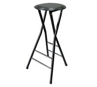JDKJSBF Portable Folding Black Bar Stool with Padded Seat and Footrest 28inch Tall for Kitchen Dining Room and Rec Room Thoughtful