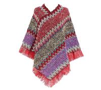 Jdlsppl Women's Boho Poncho Sweater Zig Zag Knit Pullover Adult Mexican Aztec Poncho Wrap Winter Fall Hippie Soft Convertible Tassel Fringe Crochet Shawl Asymmetrical Cape Red One Size