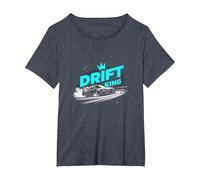JDM Drift King Racing Art for Car Enthusiasts T-Shirt, Women's Plus, Heather Blue, 3X