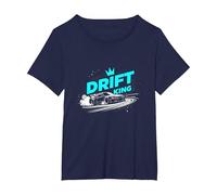 JDM Drift King Racing Art for Car Enthusiasts T-Shirt, Women's Plus, Navy, 6X