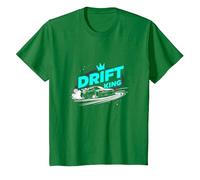 JDM Drift King Racing Art for Car Lovers T-Shirt, Youth, Kelly Green, Medium