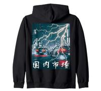 JDM Drift Racing Cars Tokyo Lightning Night Scene (On Back) Zip Hoodie