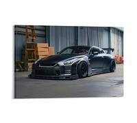 Jdm Garage Cool Black Sport Car R35 Posters Room Decor Aesthetic Canvas Wall Art for Living Room Bedroom Prints Paintings Pictures Wall Decor Framed Unframed 08x12inch(20x30cm)