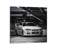 JDM Sports Car Poster for Skyline GT-R R34 - Underground Parking Scene Poster Decorative Painting Canvas Wall Posters And Art Picture Print Modern Family Bedroom Decor Posters 28x28inch(70x70cm)