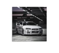 JDM Sports Car Poster for Skyline GT-R R34 - Underground Parking Scene Poster Decorative Painting Canvas Wall Posters And Art Picture Print Modern Family Bedroom Decor Posters 16x16inch(40x40cm)