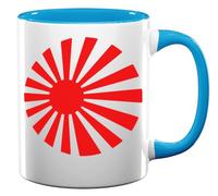 JDM Sun Circle Japan Rising Sun Ceramic Tea Coffee Mug Light Blue