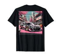 JDM Tokyo Skyline Retro Japanese Race Car Drift Art On Back T-Shirt