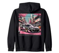 JDM Tokyo Skyline Retro Japanese Race Car Drift Art On Back Zip Hoodie