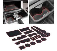 JDMCAR Liner Accessories Compatible with Tacoma 2016 2017 2018 2019 2020 2021 Custom Fit Cup and Door Center Console Inserts (Double Cab, Red Trim)