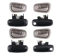 JDMON Compatible with Interior Exterior Door Handles Set Toyota Corolla Chevy Prizm 1998 1999 2000 2001 2002 Front, Rear Passenger, Driver Side Replace 6922002030,6920602050, Pack of 8 (Black & Gray)