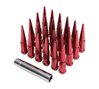 JDMSPEED New Red 14x1.5 Spike Lug Nuts (24pc) 4.5 Tall Fits 6 Lug GMC Chevy Ford Vehicles