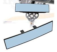 JDMTOY Universal Fit JDM 300mm 12" Wide Anti-Glare Blue Tint Curve Convx Clip On Rear View Mirror Compatible With Car SUV Van Truck, etc