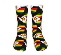 JDNFDR Flag Map of Zimbabwe Flag Map Of Zimbabwe Mens Funny Crazy Socks Unisex Cool Funky Printed Patterned Athletic Calf Socks