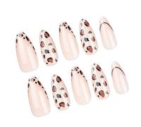 JDNH 24Pieces Almond Shape Press On Nails with Animal Dots Pattern Long Faux Nails for Fashion Ladies Manicure Nails Art