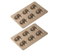 JDNH 2Pcs Dessert Baking Moulds Carbon Steel Nonstick Pastries Molds 6 Cavity Chocolate and Cookie Bakewares for Oven Mushroom/Acorn Cake Pans