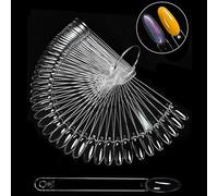 JDNH 50 Pcs Clear Nails Art Display Sticks Fan Styles Manicure Display Sticks for Professional and Gel Polish Practice