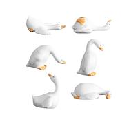 JDNH 6 Resin Duck Figurines Miniature Home Decoration Hand Sculpted Animal Statues For Creative Indoor Arrangements Cute White Geese Ornament