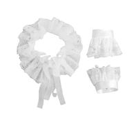 JDNH Adjustable Lace Cuffs and Double Layer Detachable Collar Set Creative Victorian Aesthetic Costume Photography Props Neck Accessory for Dresses