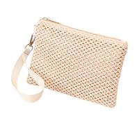 JDNH Casual Straw Wristlet Envelope Bag For Women Solid Color Beach Vacation Zippered Purse Small Handbag Wallet Woven Clutch