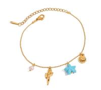 JDNH Modern Coastal Sea Star Shell Bead Chain Adjustable Design Wristband Stainless Steel Jewelry Present Lightweight Acrylic Pearls