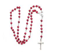 JDNH Natural Wood Necklace Catholic Red Rosary Crossed Necklace Handwoven Ornament Hip Hop Clothing Accessories Crossed Pendant For Women Men
