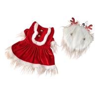 JDNH Red Velvets Dog Christmas Costume Santa Dress Two Piece Set Easy Dress for Small Media Sized Pet Small Media Dog Outfits