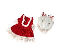 JDNH Red Velvets Dog Christmas Costume Santa Dress Two Piece Set Easy Dress for Small Media Sized Pet Small Media Dog Outfits