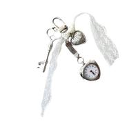 JDNH Retro Alloy Heart Keychain Featuring Working Pocket Watch Elegant Decorative Accessory Vintage Styles Keychain with Heart